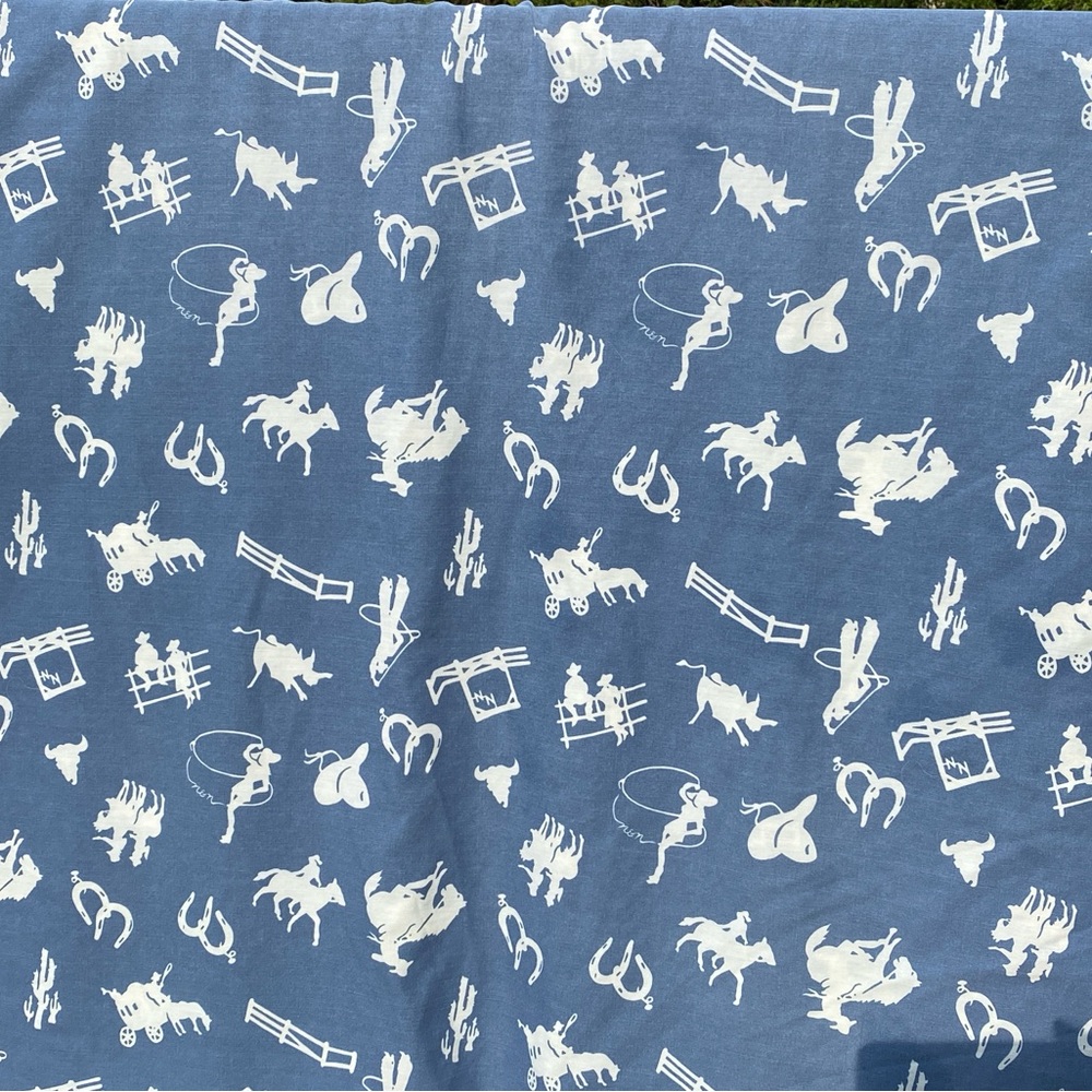 Vintage N&N Studio Brand "Cowpokes" Denim Blue Western 4-Piece Full XL Sheet Set